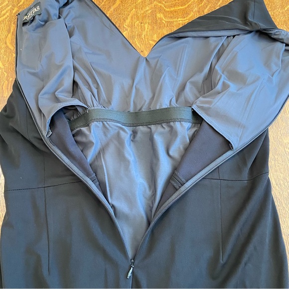 PROJECT GRAVITAS LUCILLE BLACK RUCHED VNECK PLUS FITTED SHAPEWEAR LUXE DRESS - Picture 11 of 16